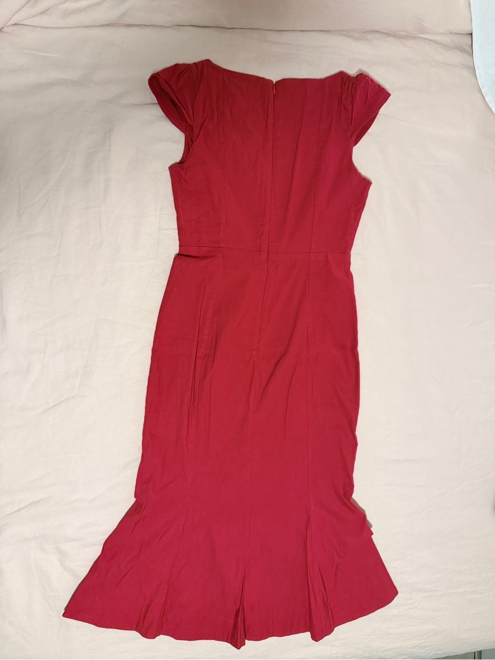 Red Fitted Midi Dress - Picture 2 of 5